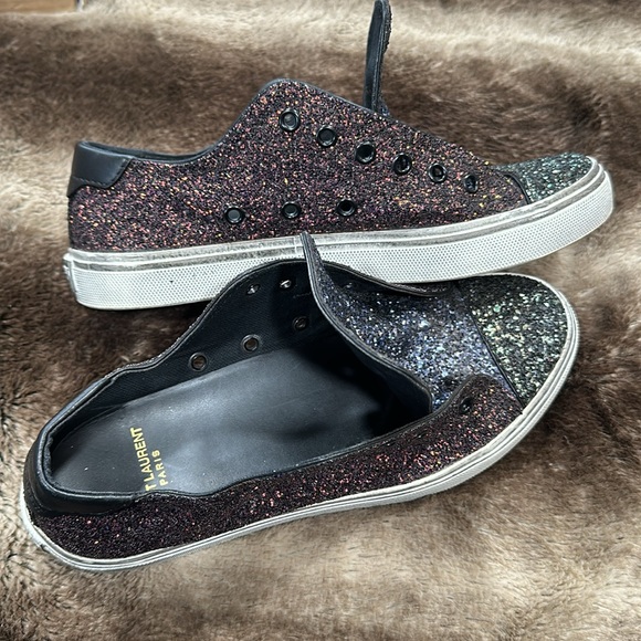 Saint Laurent PARIS Women’s Bedford Low Glitter Midnight $630 Size 7 No Laces - Picture 4 of 8